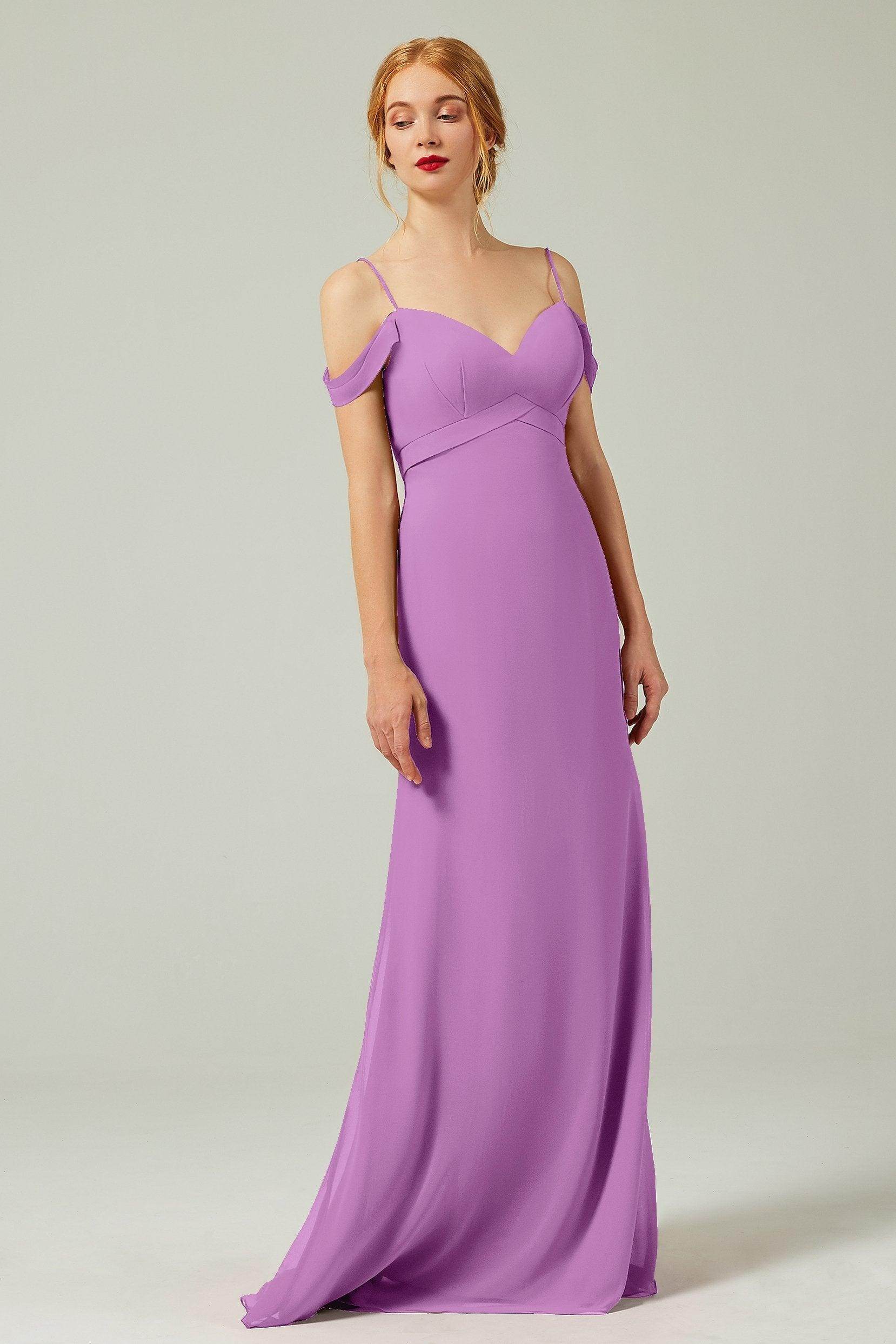 Sheath-Column Floor Length Chiffon Bridesmaid Dress Formal Dresses CB0343 - COCOMELODY